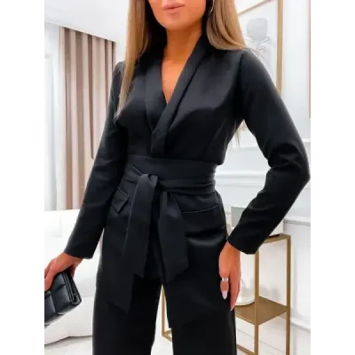 Dámský elegantní set sako + kalhoty MODA8167 černý