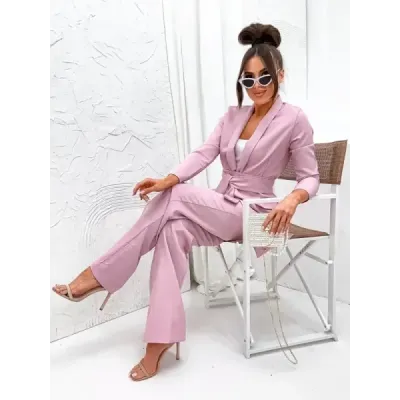 Dámský elegantní set sako + kalhoty MODA8167 starorůžový