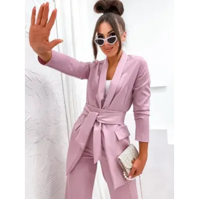 Dámský elegantní set sako + kalhoty MODA8167 starorůžový