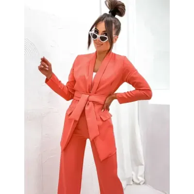 Dámský elegantní set sako + kalhoty MODA8167 korálový