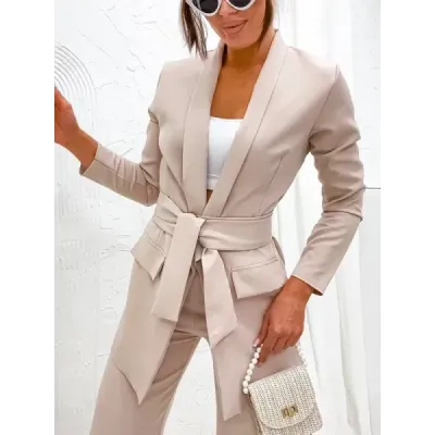 Dámský elegantní set sako + kalhoty MODA8167 béžový Dámský elegantní set sako + kalhoty MODA8167 béžový