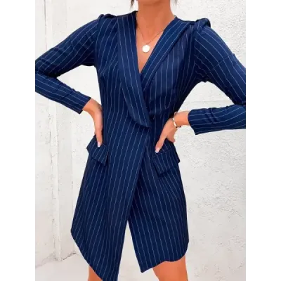 Dámské šaty typu sako MODA8240 tmavě modré