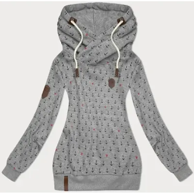 Dámská vzorovaná mikina MODA2304 tmavě šedá