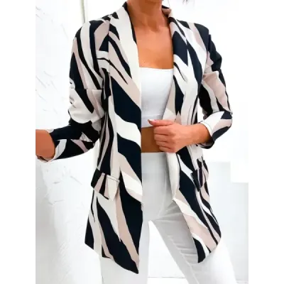 Dámské sako s podšívkou MODA8258 černo-béžové
