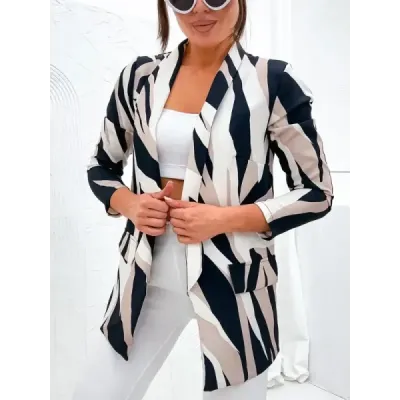 Dámské sako s podšívkou MODA8258 černo-béžové