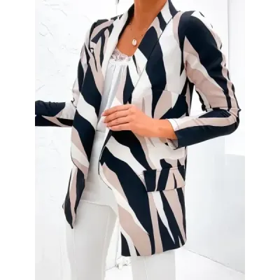 Dámské sako s podšívkou MODA8258 černo-béžové