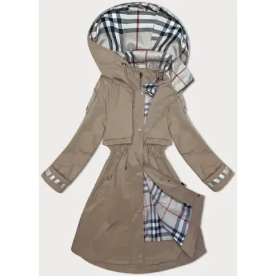 Tenká dámská bunda parka MODA2403 světlá khaki