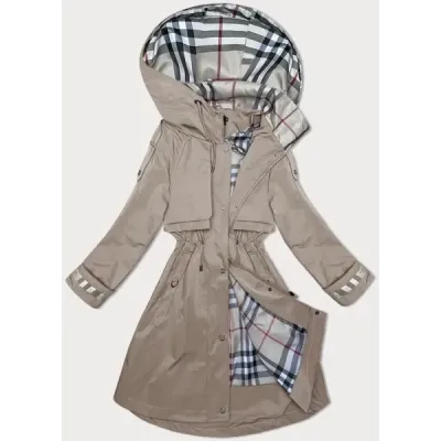 Tenká dámská bunda parka MODA2403 tmavě béžová