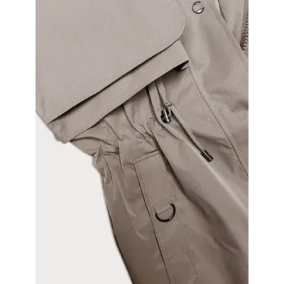 Tenká dámská bunda parka MODA2403 tmavě béžová