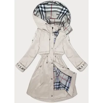 Tenká dámská bunda parka MODA2403 světle béžová