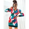 Dámská velurové šaty MODA8268 zeleno-červené