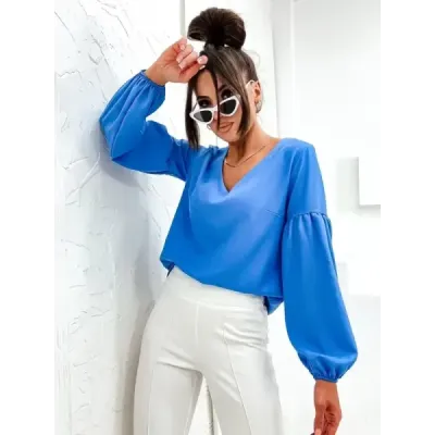 Dámská elegantní halenka s ozdobnými rukávy MODA698 modrá