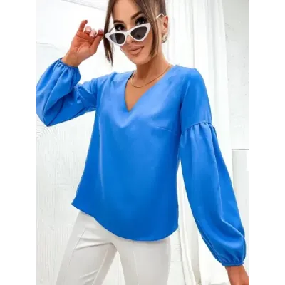 Dámská elegantní halenka s ozdobnými rukávy MODA698 modrá