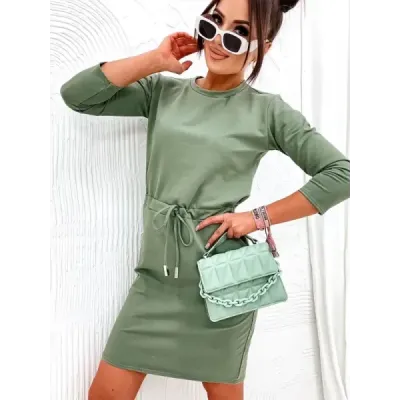 Dámské stylové šaty s teplákovinou MODA700 khaki
