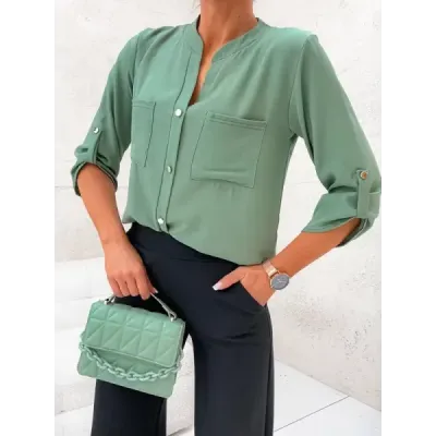Dámská košilová halenka MODA713 khaki
