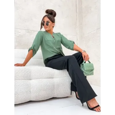 Dámská košilová halenka MODA713 khaki