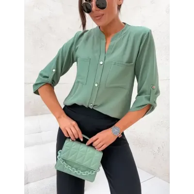 Dámská košilová halenka MODA713 khaki