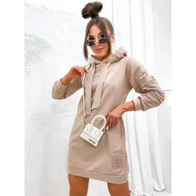 Dámské šaty s teplákoviny MODA725 béžové