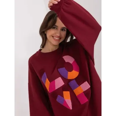 Dámská mikina s nápisem LOVE MODA8881 bordó Dámská mikina s nápisem LOVE MODA8881 bordó