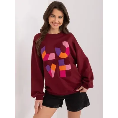 Dámská mikina s nápisem LOVE MODA8881 bordó Dámská mikina s nápisem LOVE MODA8881 bordó