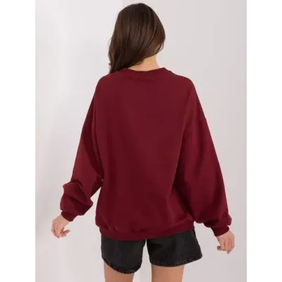 Dámská mikina s nápisem LOVE MODA8881 bordó Dámská mikina s nápisem LOVE MODA8881 bordó
