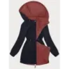 Tenká dámská oboustranná parka MODA9081 tmavomodro-červená