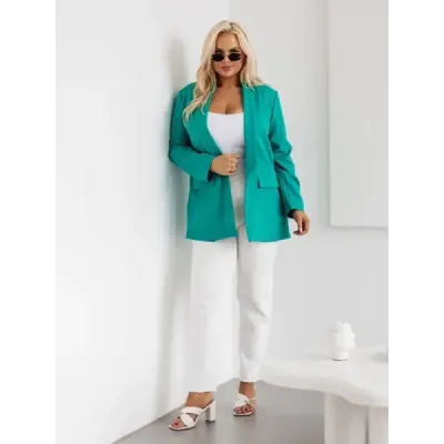 Klasické dámské sako plus size MODA8275 zelené