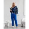 Elegantní damské kalhoty plus size MODA728 modré
