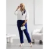 Elegantní damské kalhoty plus size MODA728 tmavě modré
