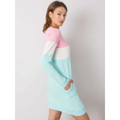 Tříbarevná dámská mikina MODA5869 růžovo-ecru-mátová