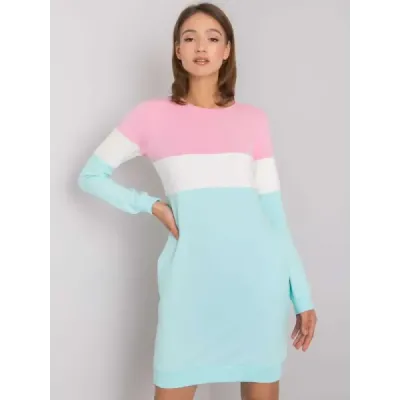 Tříbarevná dámská mikina MODA5869 růžovo-ecru-mátová