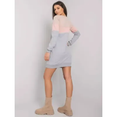 Tříbarevná dámská mikina MODA5869 béžovo-růžovo-šedá