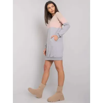 Tříbarevná dámská mikina MODA5869 béžovo-růžovo-šedá