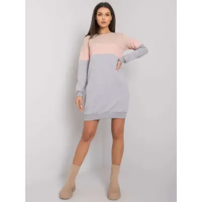 Tříbarevná dámská mikina MODA5869 béžovo-růžovo-šedá