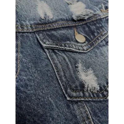 Dlouhá dámská jeansová bunda MODA7110 modrá