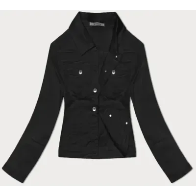 Dámská jeansová bunda na knoflíky plus size MODA028-B černá
