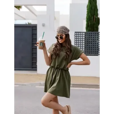 Dámské bavlněné šaty MODA657 khaki