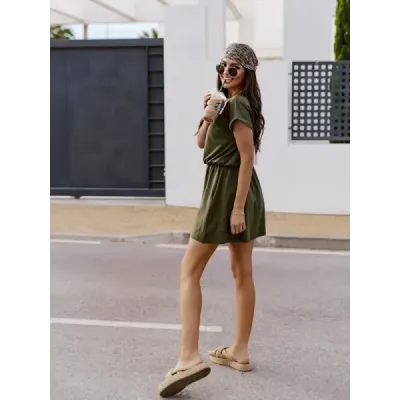 Dámské bavlněné šaty MODA657 khaki