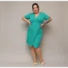 Dámské keprové šaty po kolena PLUS SIZE MODA743 tyrkysové