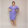 Dámské keprové šaty po kolena PLUS SIZE MODA743 fialové