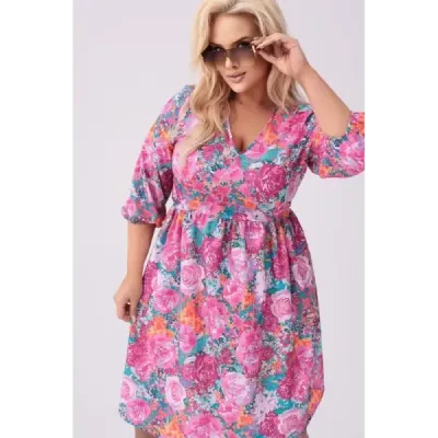 Dámské lehké letní šaty PLUS SIZE MODA8276 růžovo-zelené