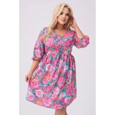 Dámské lehké letní šaty PLUS SIZE MODA8276 růžovo-zelené