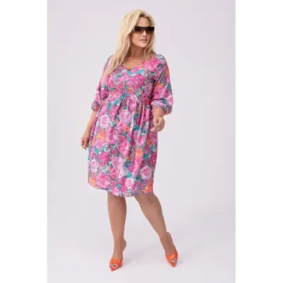 Dámské lehké letní šaty PLUS SIZE MODA8276 růžovo-zelené