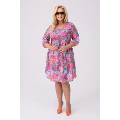 Dámské lehké letní šaty PLUS SIZE MODA8276 růžovo-zelené