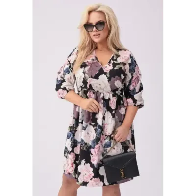 Dámské lehké letní šaty PLUS SIZE MODA8276 černo-ecru