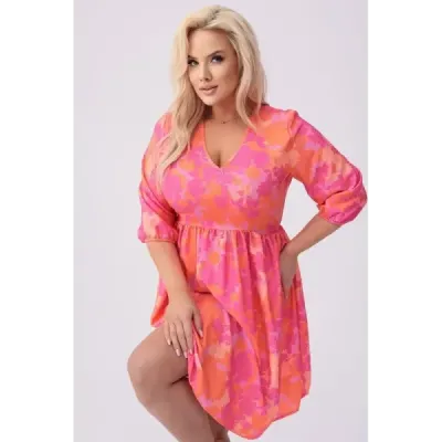 Dámské lehké letní šaty PLUS SIZE MODA8276 růžovo-pomerančové