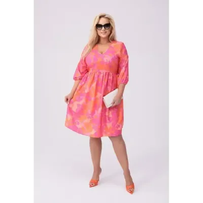 Dámské lehké letní šaty PLUS SIZE MODA8276 růžovo-pomerančové