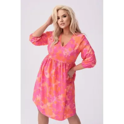 Dámské lehké letní šaty PLUS SIZE MODA8276 růžovo-pomerančové
