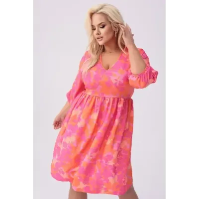 Dámské lehké letní šaty PLUS SIZE MODA8276 růžovo-pomerančové