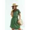 Dámské šaty s kulatým dekoltem MODA655 khaki